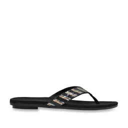 Jove Women's Black Thong Sandals image 2
