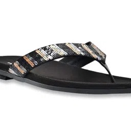 Jove Women's Black Thong Sandals image 4