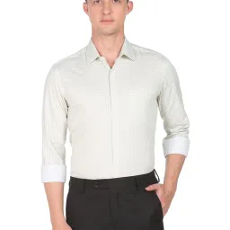 Arrow Light Green Cotton Slim Fit Printed Shirt image 1