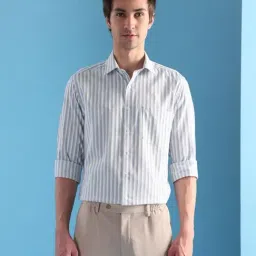 Arrow Blue Regular Fit Striped Shirt-picture-36