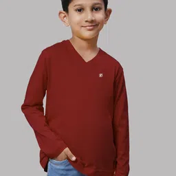 Friskers Boys Red 2 V-Neck Raw Edge T-shirt image 2