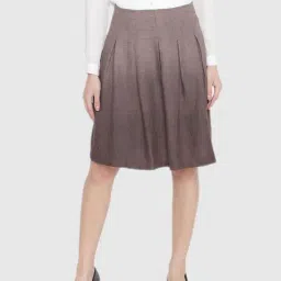 Oxolloxo Brown Self Print Skirt-image-0