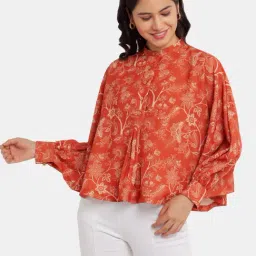 Zink London Rust Printed Top-picture-17