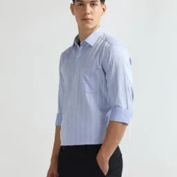 Arrow Blue Cotton Slim Fit Striped Shirt image 3