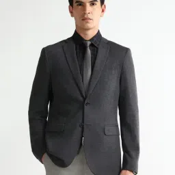 Arrow Grey Cotton Slim Fit Self Pattern Blazer image 4