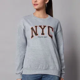 CORSICA Women Grey Graphic Printed Pullover Sweatshirts-image-60