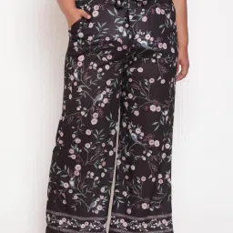 Amydus Black Floral Print Palazzos image 1