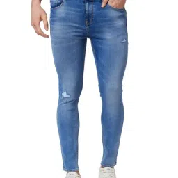 Spykar Blue Cotton Tapered Fit Distressed Jeans-picture-23