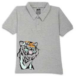 Friskers Boys Grey Cotton Graphic Polo T-Shirt-image-93