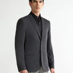 Arrow Grey Cotton Slim Fit Self Pattern Blazer image 3
