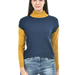 NUMERO UNO Navy & Mustard Color-Block Sweater-image-81