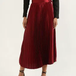 United Colors Of Benetton Maroon Polyester Regular Fit Pleats Skirts-picture-20