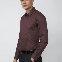 Peter England Brown Cotton Slim Fit Printed Shirt image 3