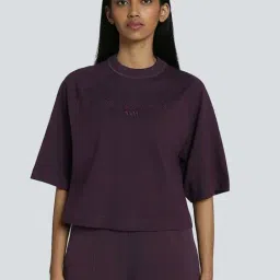 Puma Midnight Plum Cotton Embroidered T-Shirt-image-0