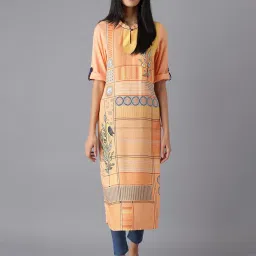 Aurelia Apricot Straight Kurta image 1