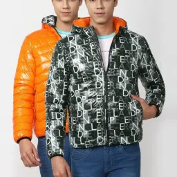 Peter England Casuals Orange Regular Fit Printed Reversible Jacket image 1