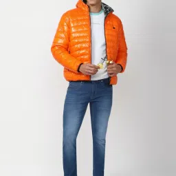 Peter England Casuals Orange Regular Fit Printed Reversible Jacket image 5