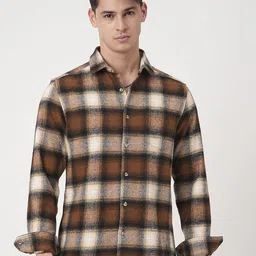 VASTRADO Men Classic Slim Fit Opaque Checked Casual Shirt image 5