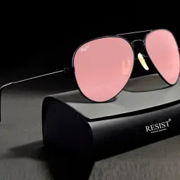 Resist Eyewear Pink UV Protection Aviator Unisex Sunglasses image 2
