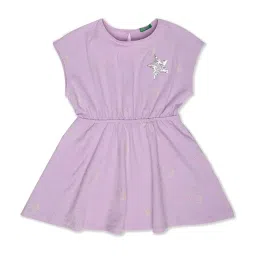 United Colors of Benetton Kids Purple Cotton Sequence Dress image 1