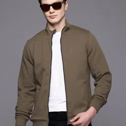 Allen Solly Textured Mock Collar Fleece Bomber Jacket-picture-18