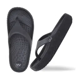 Doubleu Women's Black Flip Flops image 5