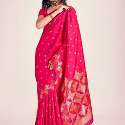 CANIZZARO Woven Design Zari Silk Blend Banarasi Saree-picture-20