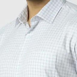 Van Heusen White Cotton Regular Fit Checks Shirt image 4