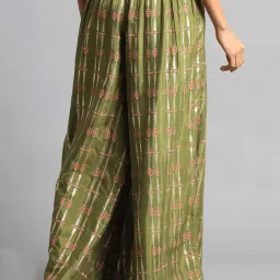 wishful W Green Regular Fit Straight Palazzo image 2