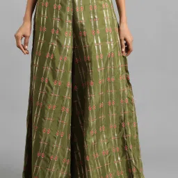 wishful W Green Regular Fit Straight Palazzo image 1