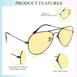 Resist Eyewear Yellow UV Protection Aviator Unisex Sunglasses image 5
