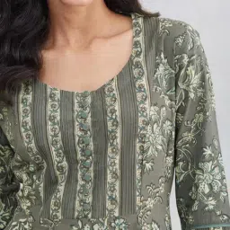 Fabindia Grey Cotton Printed Kurta image 5