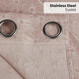 haus & kinder Signature Blush Daisy Pink Jacquard 2 Pcs Room Darkening Window Curtains image 3