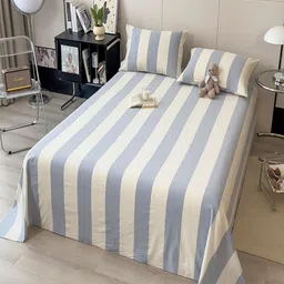 JC HOME White & Grey Striped Cotton 220 TC King Bedsheet Set 2.0 m x 2.3 m image 5