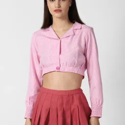Forever 21 Pink Full Sleeves Cropped Jacket image 1