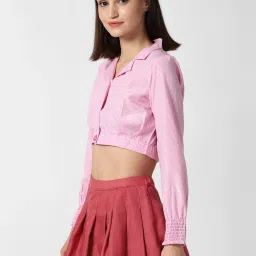 Forever 21 Pink Full Sleeves Cropped Jacket image 3