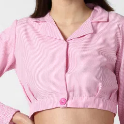 Forever 21 Pink Full Sleeves Cropped Jacket image 5