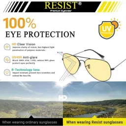 Resist Eyewear Yellow UV Protection Aviator Unisex Sunglasses image 3
