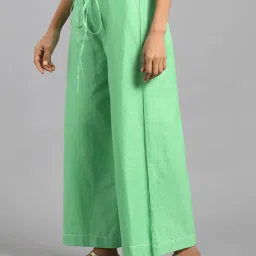 W Green Regular Fit Straight Pants image 3