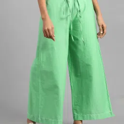W Green Regular Fit Straight Pants image 5