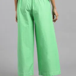 W Green Regular Fit Straight Pants image 2