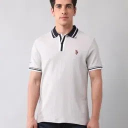 U.S. Polo Assn. Denim Co. Grey Cotton Slim Fit Polo T-Shirt-picture-39
