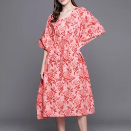 Libas Motifs Printed V-Neck Pure Cotton Maxi Nightdress-picture-15
