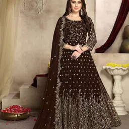 ODETTE Embroidered Semi-Stitched Dress Material image 1