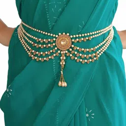 VALUSHA Women Pack of 2 Cubic Zirconia Studded Waist Chain Saree Accessories image 3