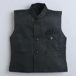 Sangria Boys Geometric Diamond Motifs Jacquard Single Breasted Three-Piece Suit image 5