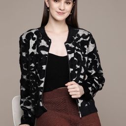 Label Ritu Kumar Women Black & White Open Front Jacket-picture-1