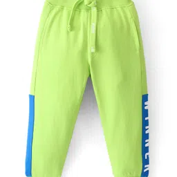 Babyhug Cotton Looper Knit Full Length Lounge Pant Text Printed - Lime Green-picture-22