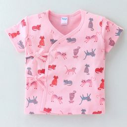 Tango Single Jersey Knit Half Sleeves Vest Kitten Print - Pink-picture-17
