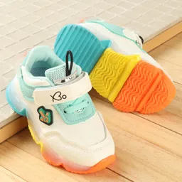 Babyoye Sneaker Shoes with Velcro Closure and Applique - Blue-picture-17